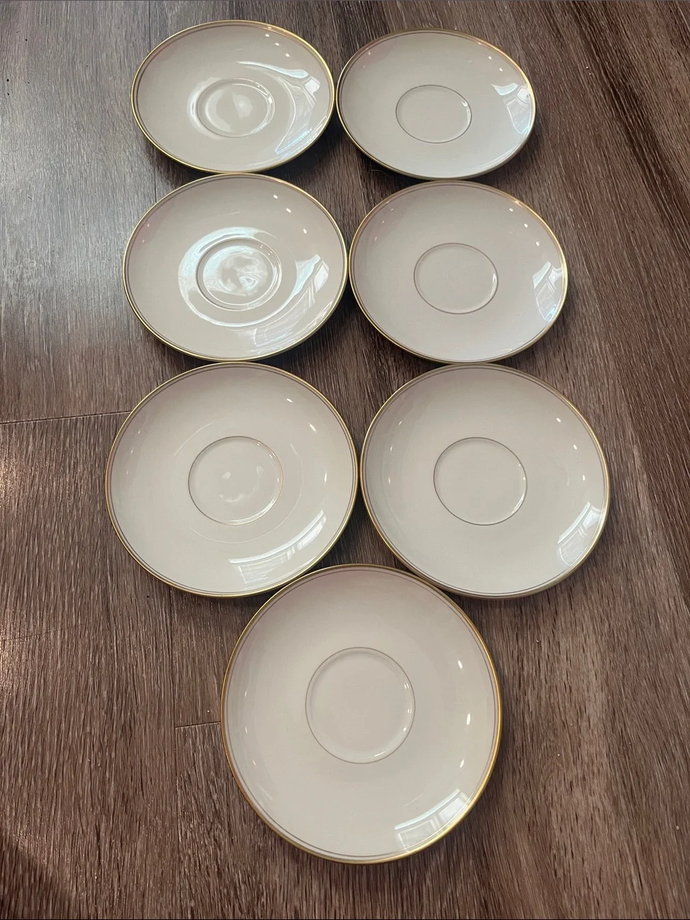 Vintage Franciscan Porcelain Saucers with Gold Rim - Set of 7
